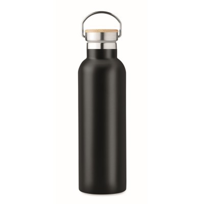 Botella lechera aislante de doble pared con tapa de madera